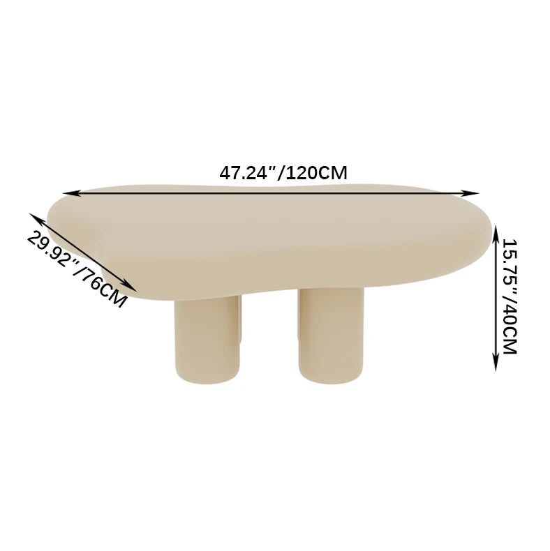 リビング用クリーム色クラウド型ローテーブル かわいいデザインの短脚センターテーブル hmo-1992