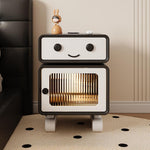 【リユース】パイン材×ガラス×PUレザー製ナイトテーブル - 8色選べる魅惑の組み合わせ hmq-1920