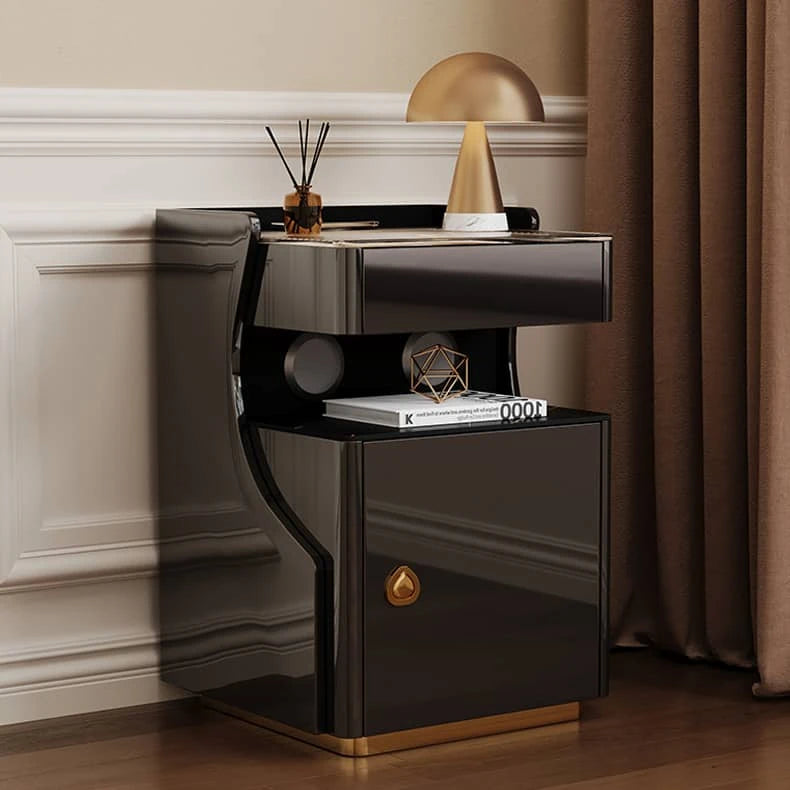 モダンなデザインが魅力!高級ガラス製ナイトテーブル hmq-1921