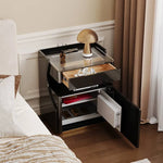 モダンなデザインが魅力!高級ガラス製ナイトテーブル hmq-1921