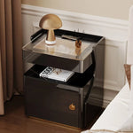 モダンなデザインが魅力!高級ガラス製ナイトテーブル hmq-1921