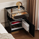 モダンなデザインが魅力!高級ガラス製ナイトテーブル hmq-1921