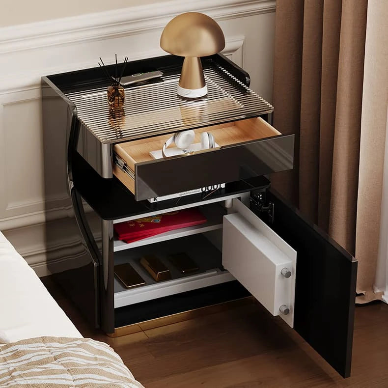 モダンなデザインが魅力!高級ガラス製ナイトテーブル hmq-1921