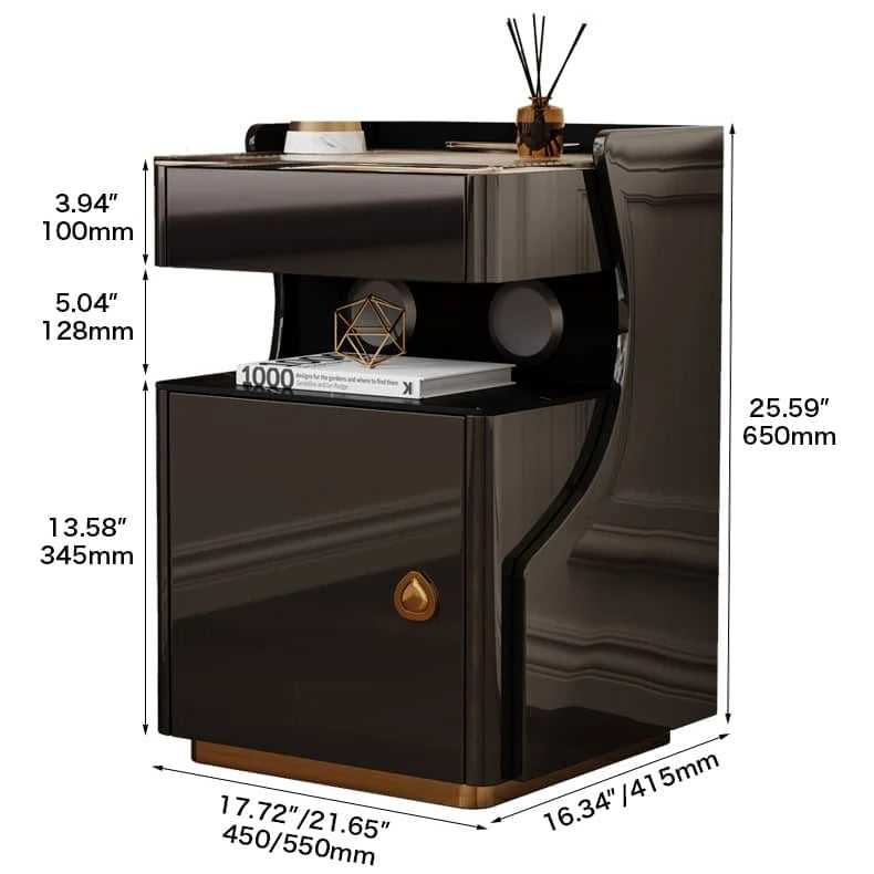 モダンなデザインが魅力!高級ガラス製ナイトテーブル hmq-1921