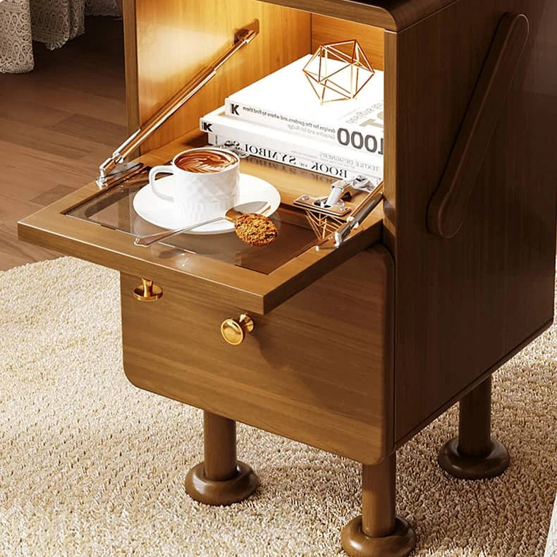 モダンデザインのガラス製ナイトテーブル - 高級感溢れるおしゃれなインテリア hmq-1924