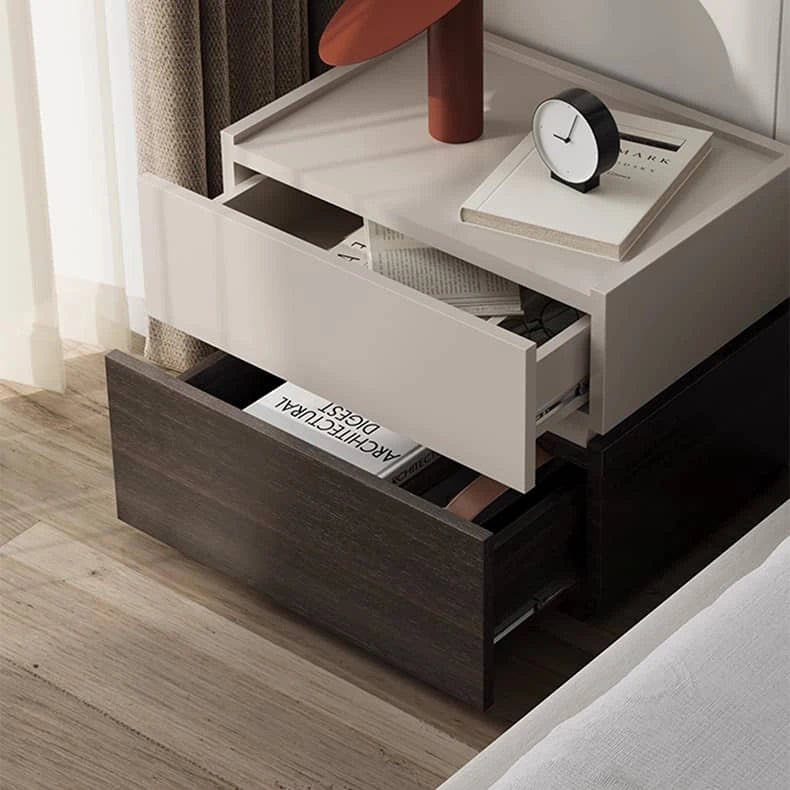 エレガントなデザインの多層板製ナイトテーブル|モダンなベッドサイド収納 hmq-1925