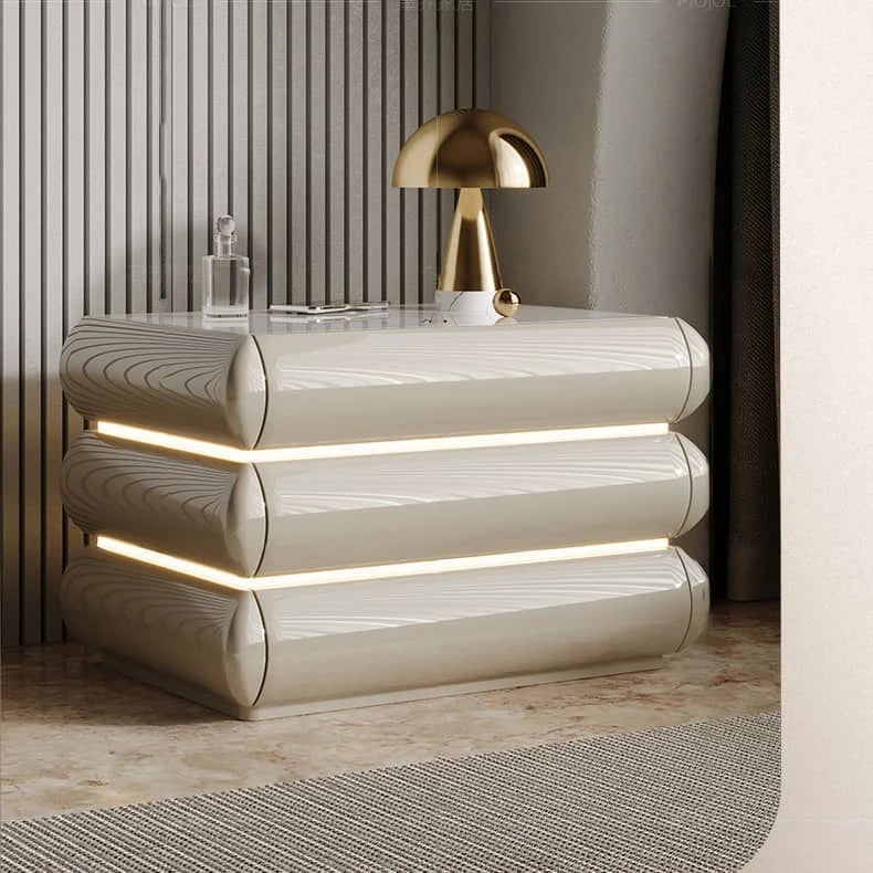 高級無垢材ナイトテーブル セラミック製 ランプ付き モダンデザイン ベッドサイドテーブル hmq-1934