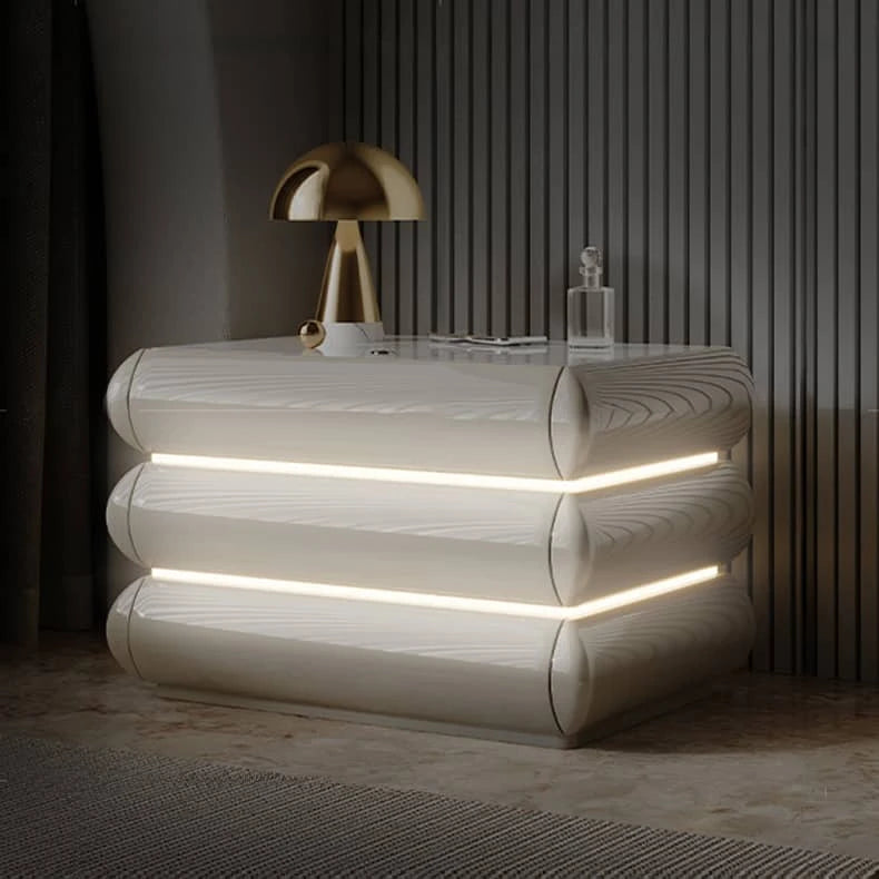 高級無垢材ナイトテーブル セラミック製 ランプ付き モダンデザイン ベッドサイドテーブル hmq-1934