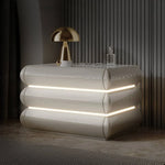 高級無垢材ナイトテーブル セラミック製 ランプ付き モダンデザイン ベッドサイドテーブル hmq-1934