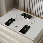 高級無垢材ナイトテーブル セラミック製 ランプ付き モダンデザイン ベッドサイドテーブル hmq-1934