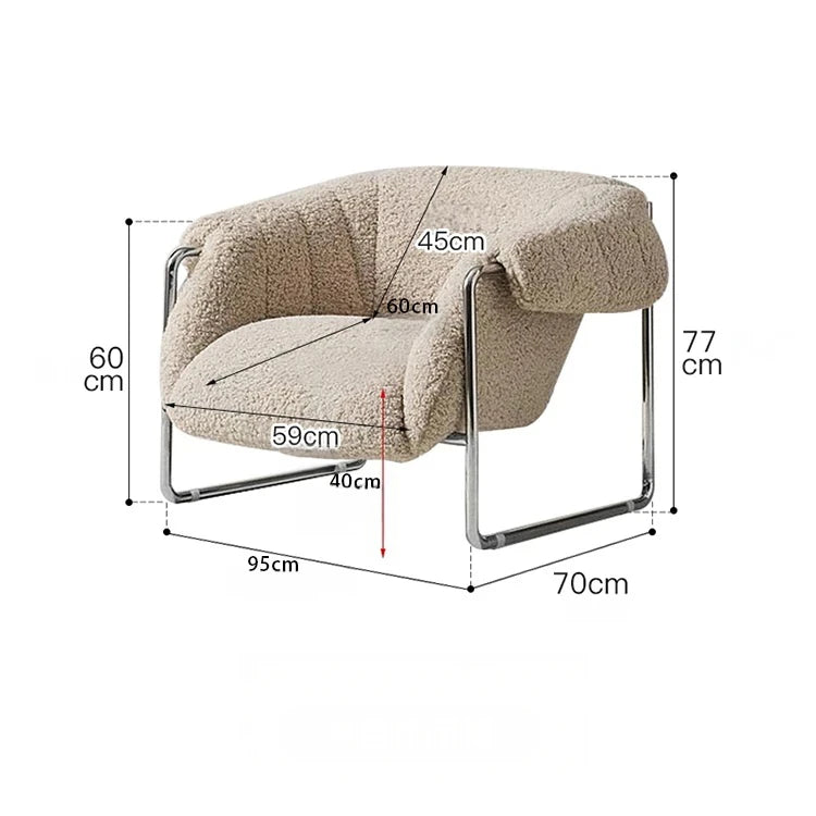 モダンデザイン ステンレスフレーム シープボアチェア - 快適なラウンジ体験をあなたに! hmr-4766