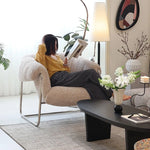 モダンデザイン ステンレスフレーム シープボアチェア - 快適なラウンジ体験をあなたに! hmr-4766