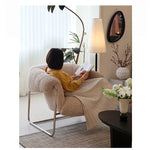 モダンデザイン ステンレスフレーム シープボアチェア - 快適なラウンジ体験をあなたに! hmr-4766