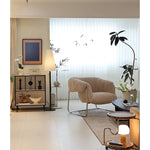 モダンデザイン ステンレスフレーム シープボアチェア - 快適なラウンジ体験をあなたに! hmr-4766