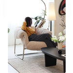 モダンデザイン ステンレスフレーム シープボアチェア - 快適なラウンジ体験をあなたに! hmr-4766