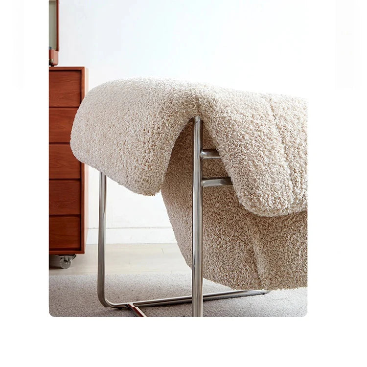 モダンデザイン ステンレスフレーム シープボアチェア - 快適なラウンジ体験をあなたに! hmr-4766