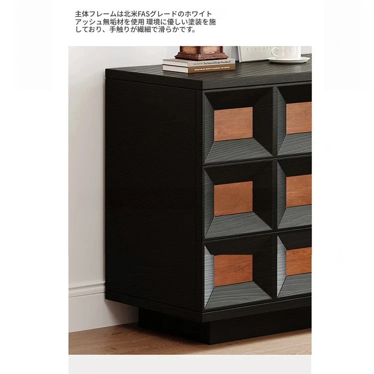 アッシュ材 多層板 キャビネット|スタイリッシュな収納家具|モダンデザインでリビングに最適 hmr-4768