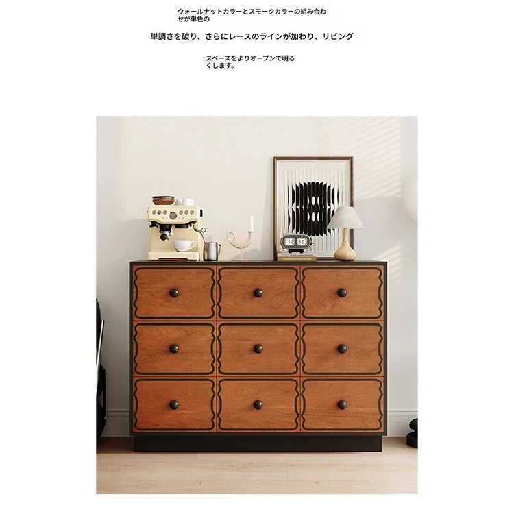 アッシュ材使用のモダンキャビネット|多層板で実現したスタイリッシュな収納家具|8ドロワータイプ hmr-4773