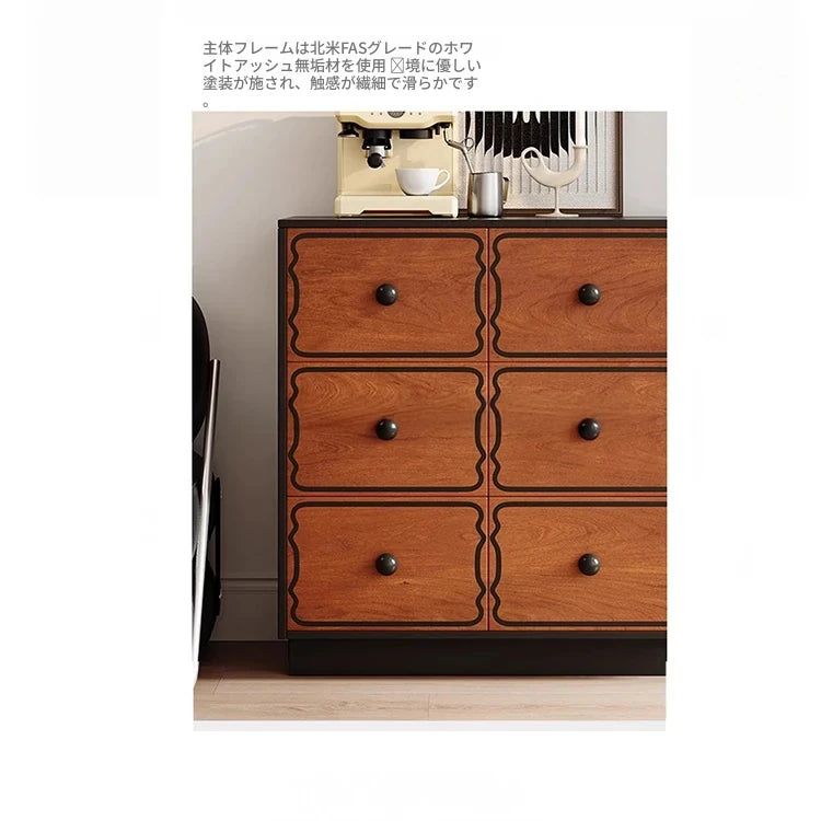 アッシュ材使用のモダンキャビネット|多層板で実現したスタイリッシュな収納家具|8ドロワータイプ hmr-4773