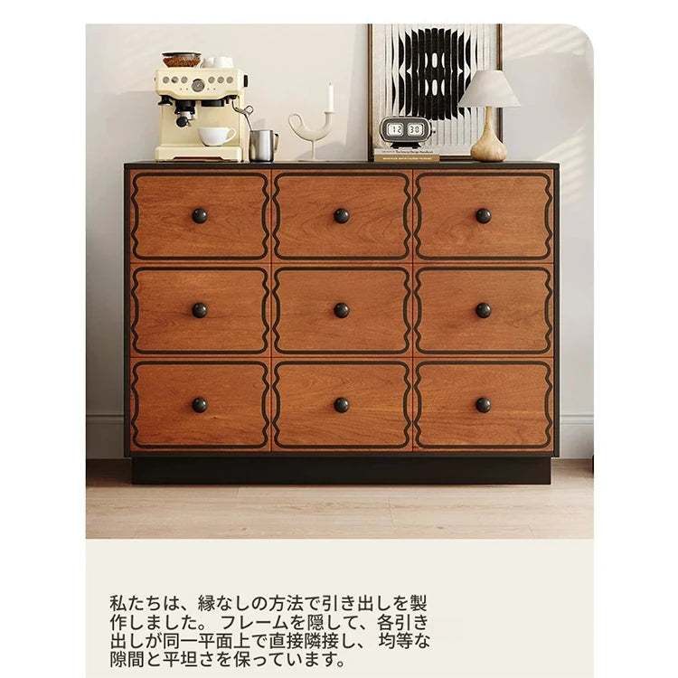 アッシュ材使用のモダンキャビネット|多層板で実現したスタイリッシュな収納家具|8ドロワータイプ hmr-4773