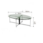 エレガントなガラスセンターテーブル | アッシュ材とステンレス製の洗練されたデザイン | モダンリビングに最適 hmr-4774