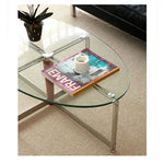 エレガントなガラスセンターテーブル | アッシュ材とステンレス製の洗練されたデザイン | モダンリビングに最適 hmr-4774