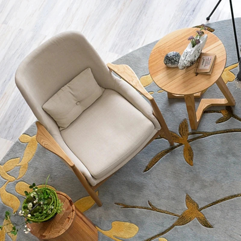 アッシュ材のモダンチェア|綿麻ファブリックの快適リビング用ソファチェア|おしゃれなインテリアに最適 hmr-4775