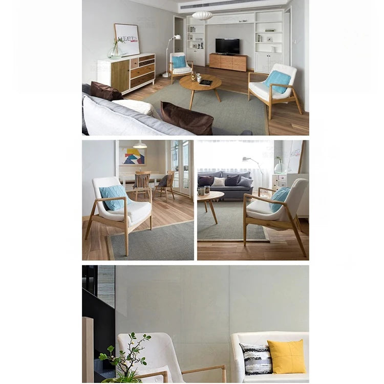 アッシュ材のモダンチェア|綿麻ファブリックの快適リビング用ソファチェア|おしゃれなインテリアに最適 hmr-4775