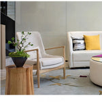 アッシュ材のモダンチェア|綿麻ファブリックの快適リビング用ソファチェア|おしゃれなインテリアに最適 hmr-4775