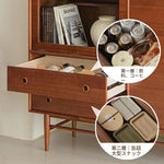 アッシュ材とステンレスのモダンキャビネット|ガラス扉付き|収納力抜群のスタイリッシュデザイン hmr-4779