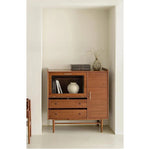 アッシュ材とステンレスのモダンキャビネット|ガラス扉付き|収納力抜群のスタイリッシュデザイン hmr-4779