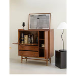 アッシュ材とステンレスのモダンキャビネット|ガラス扉付き|収納力抜群のスタイリッシュデザイン hmr-4779