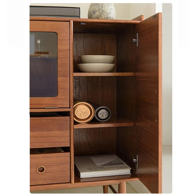 アッシュ材とステンレスのモダンキャビネット|ガラス扉付き|収納力抜群のスタイリッシュデザイン hmr-4779