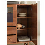 アッシュ材とステンレスのモダンキャビネット|ガラス扉付き|収納力抜群のスタイリッシュデザイン hmr-4779