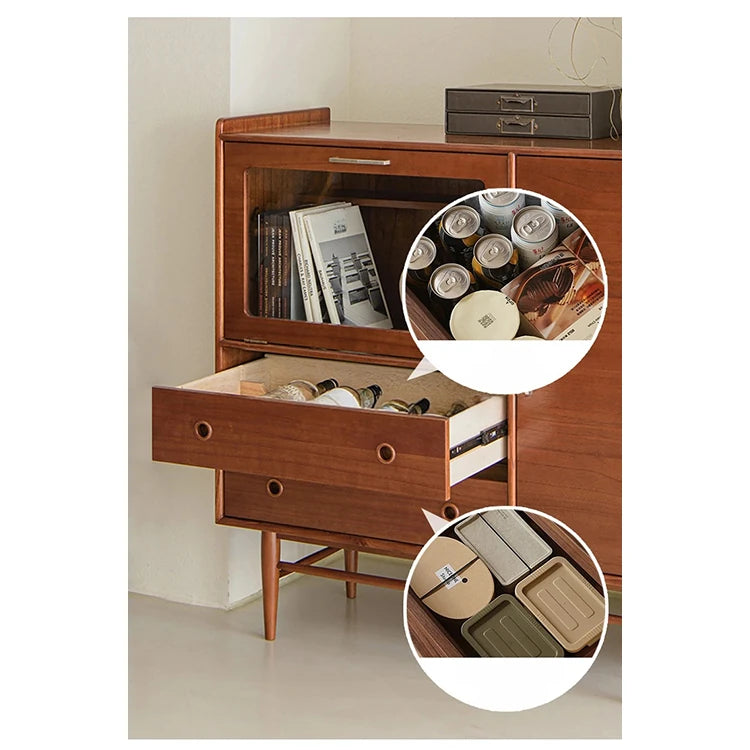 アッシュ材とステンレスのモダンキャビネット|ガラス扉付き|収納力抜群のスタイリッシュデザイン hmr-4779