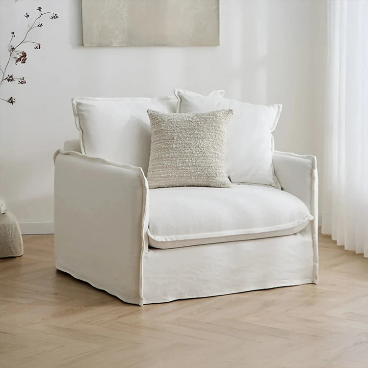 【快適な座り心地】綿麻ダウンシリコンフィル使用のモダンチェア|パイン素材のナチュラルデザイン hmr-4780