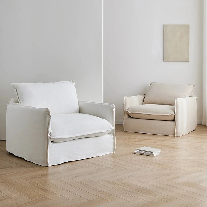 【快適な座り心地】綿麻ダウンシリコンフィル使用のモダンチェア|パイン素材のナチュラルデザイン hmr-4780