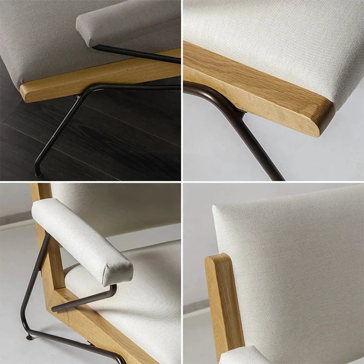 オーク材と綿麻仕様のモダンチェア - シンプルでスタイリッシュなデザイン、リビングや書斎に最適! hmr-4785