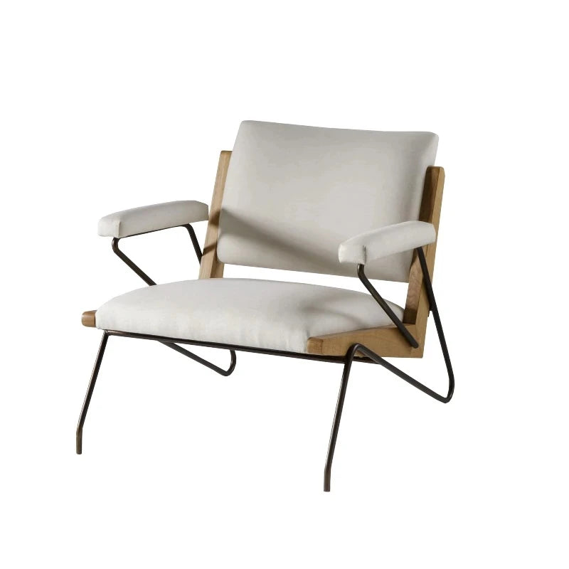 オーク材と綿麻仕様のモダンチェア - シンプルでスタイリッシュなデザイン、リビングや書斎に最適! hmr-4785