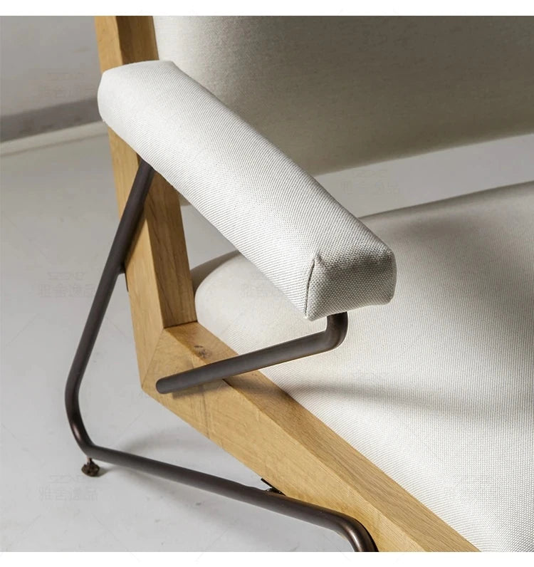 オーク材と綿麻仕様のモダンチェア - シンプルでスタイリッシュなデザイン、リビングや書斎に最適! hmr-4785