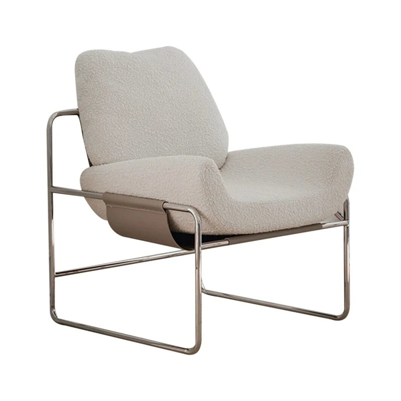 モダン合成皮革チェア|ステンレスフレーム&コーデュロイデザインのリラックスチェア hmr-4795