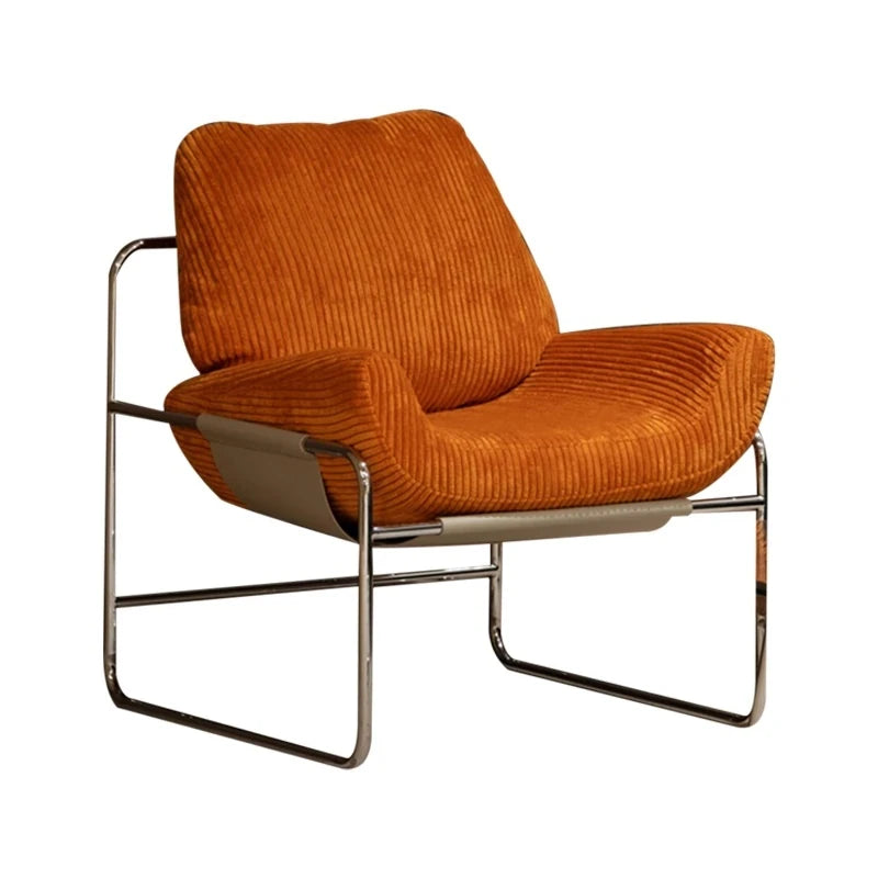 モダン合成皮革チェア|ステンレスフレーム&コーデュロイデザインのリラックスチェア hmr-4795