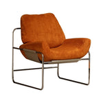 モダン合成皮革チェア|ステンレスフレーム&コーデュロイデザインのリラックスチェア hmr-4795