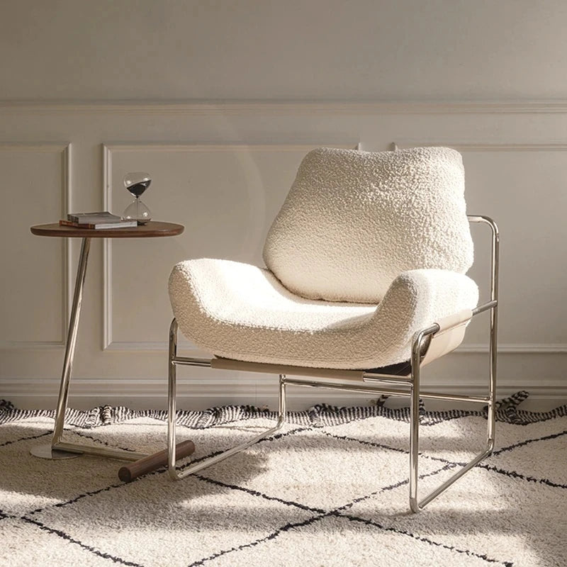 モダン合成皮革チェア|ステンレスフレーム&コーデュロイデザインのリラックスチェア hmr-4795