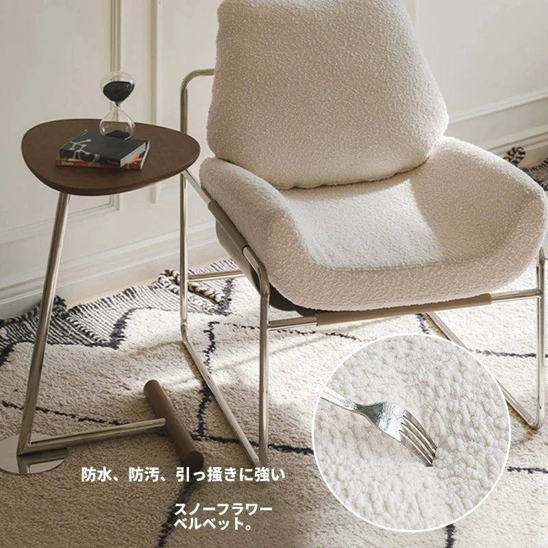 モダン合成皮革チェア|ステンレスフレーム&コーデュロイデザインのリラックスチェア hmr-4795