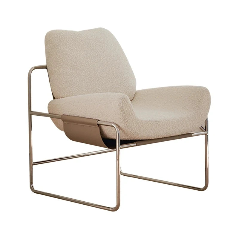 モダン合成皮革チェア|ステンレスフレーム&コーデュロイデザインのリラックスチェア hmr-4795