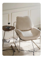 モダン合成皮革チェア|ステンレスフレーム&コーデュロイデザインのリラックスチェア hmr-4795