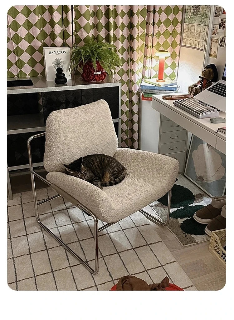 モダン合成皮革チェア|ステンレスフレーム&コーデュロイデザインのリラックスチェア hmr-4795