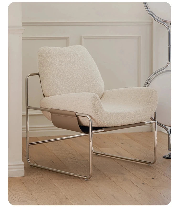 モダン合成皮革チェア|ステンレスフレーム&コーデュロイデザインのリラックスチェア hmr-4795