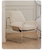 モダン合成皮革チェア|ステンレスフレーム&コーデュロイデザインのリラックスチェア hmr-4795